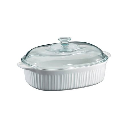 PYREX Corningware Ceramic Oblong Dish with Lid 4 qt White 6002278